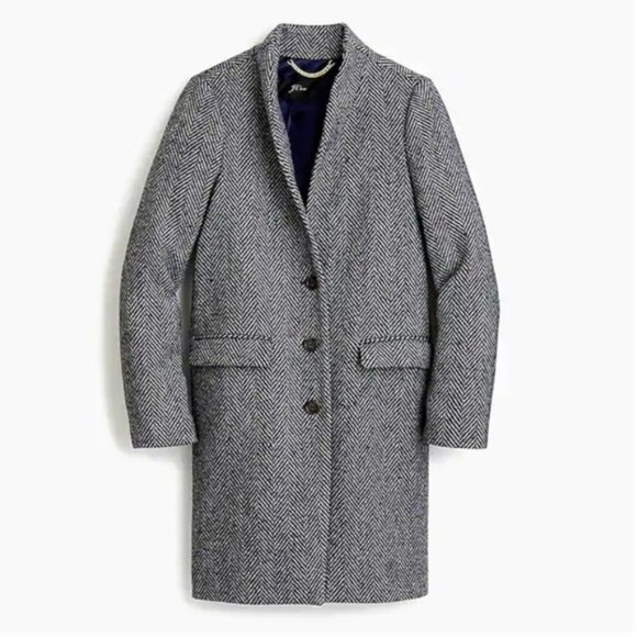 J Crew topcoat Coat in English Tweed Herringbone Wool - Picture 1 of 5